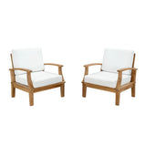 Cove 2 Piece Outdoor Patio Teak Set in Natural White