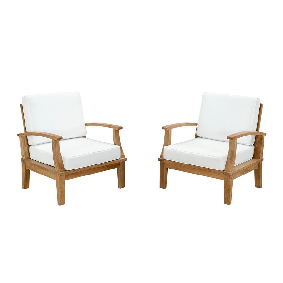 Cove 2 Piece Outdoor Patio Teak Set in Natural White