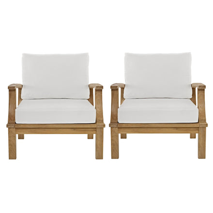 Marina 2 Piece Outdoor Patio Teak Set in Natural White