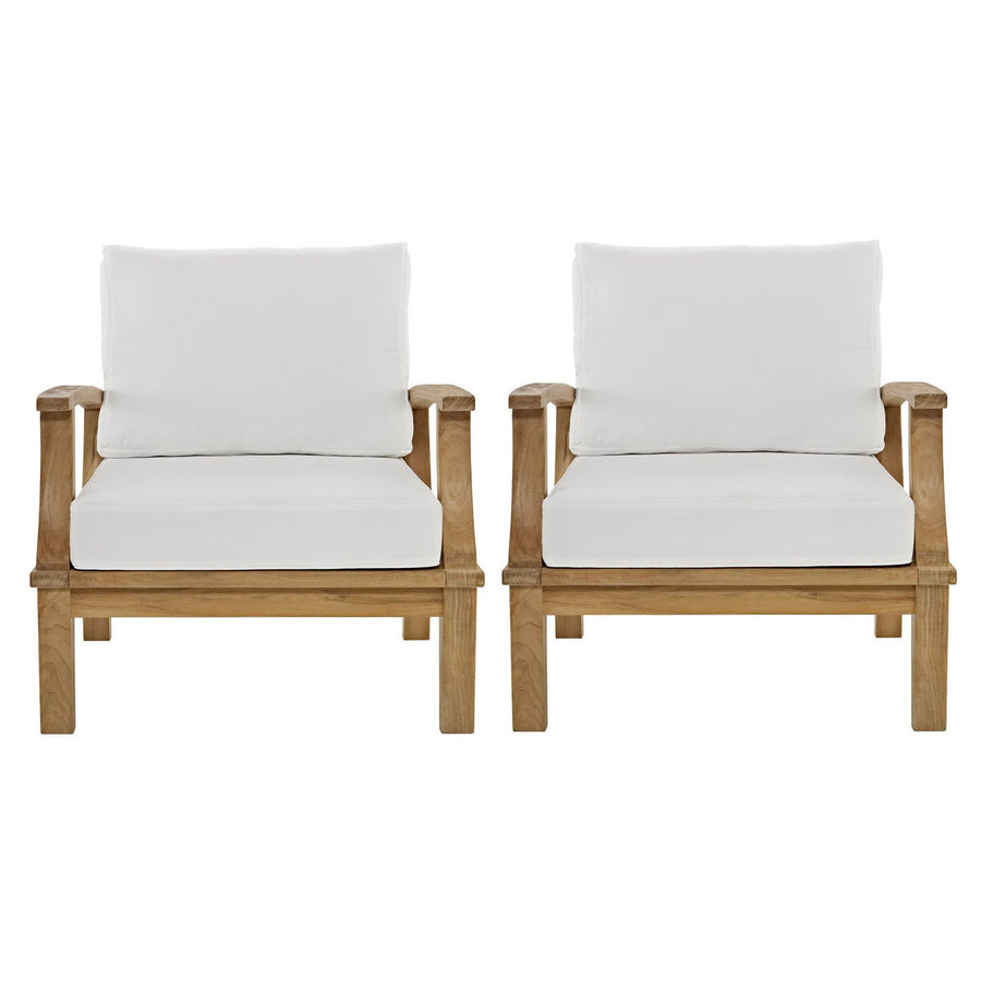 Cove 2 Piece Outdoor Patio Teak Set in Natural White
