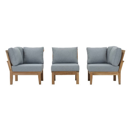 Marina 3 Piece Outdoor Patio Teak Set in Natural Gray