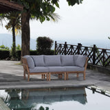 Cove 3 Piece Outdoor Patio Teak Set in Natural Gray
