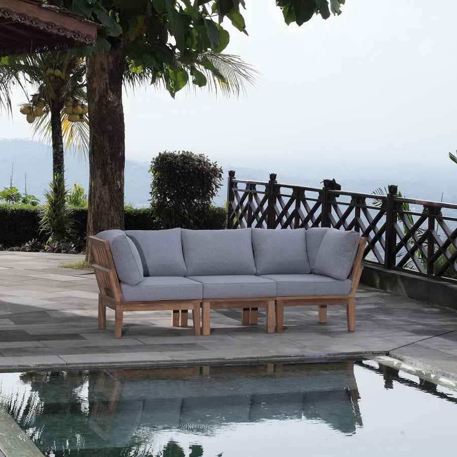 Cove 3 Piece Outdoor Patio Teak Set in Natural Gray
