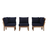 Cove 3 Piece Outdoor Patio Teak Set in Natural Navy