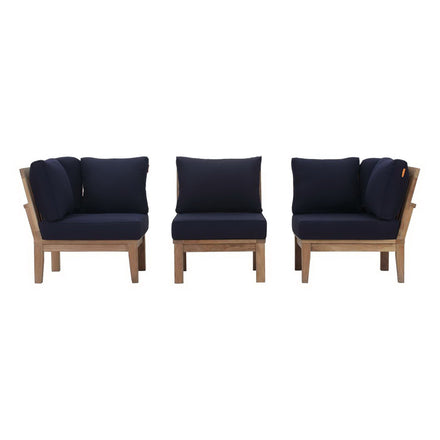 Marina 3 Piece Outdoor Patio Teak Set in Natural Navy