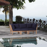 Cove 3 Piece Outdoor Patio Teak Set in Natural Navy