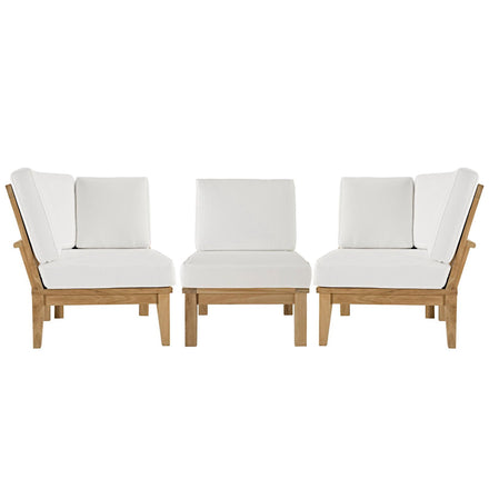 Marina 3 Piece Outdoor Patio Teak Set in Natural White