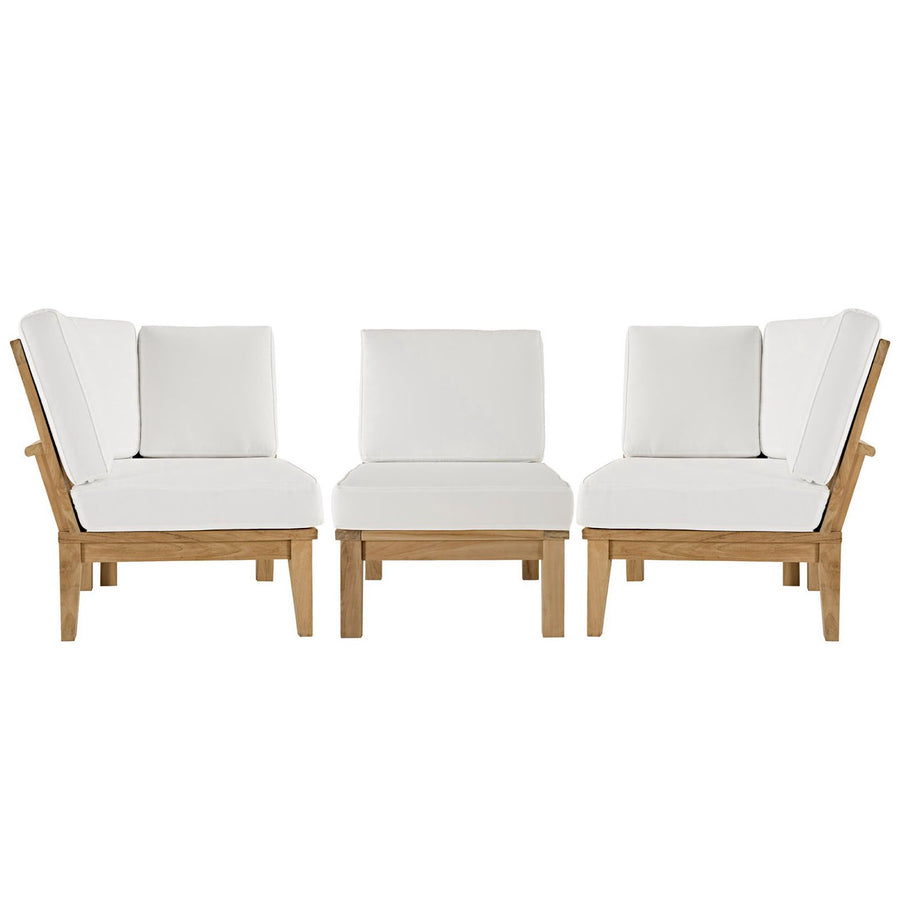 Cove 3 Piece Outdoor Patio Teak Set in Natural White