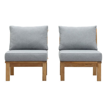 Marina 2 Piece Outdoor Patio Teak Set in Natural Gray
