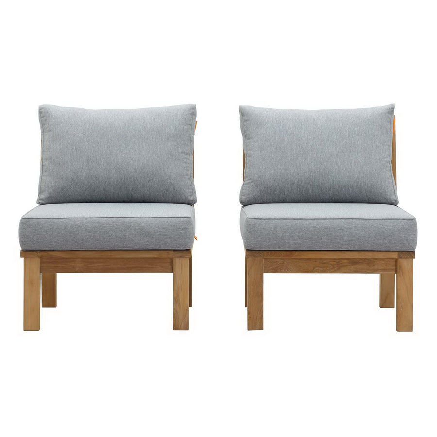 Cove 2 Piece Outdoor Patio Teak Set in Natural Gray