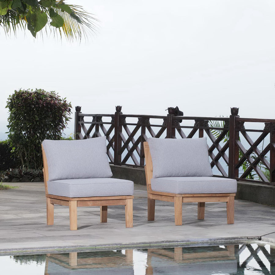 Cove 2 Piece Outdoor Patio Teak Set in Natural Gray