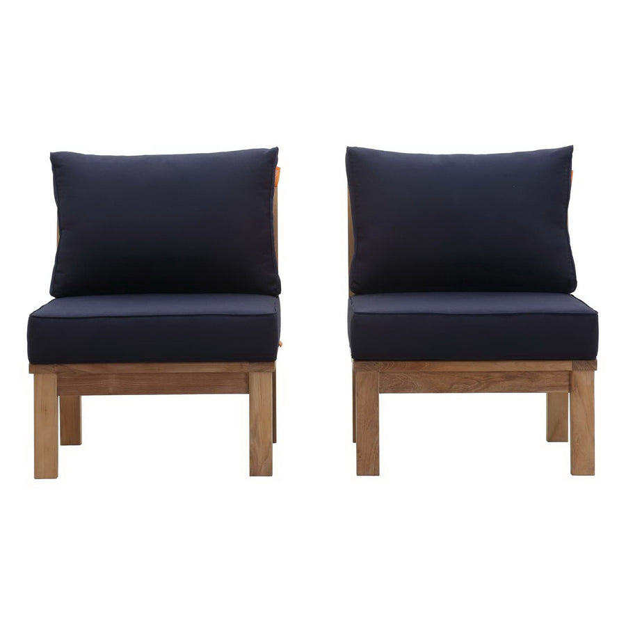 Cove 2 Piece Outdoor Patio Teak Set in Natural Navy