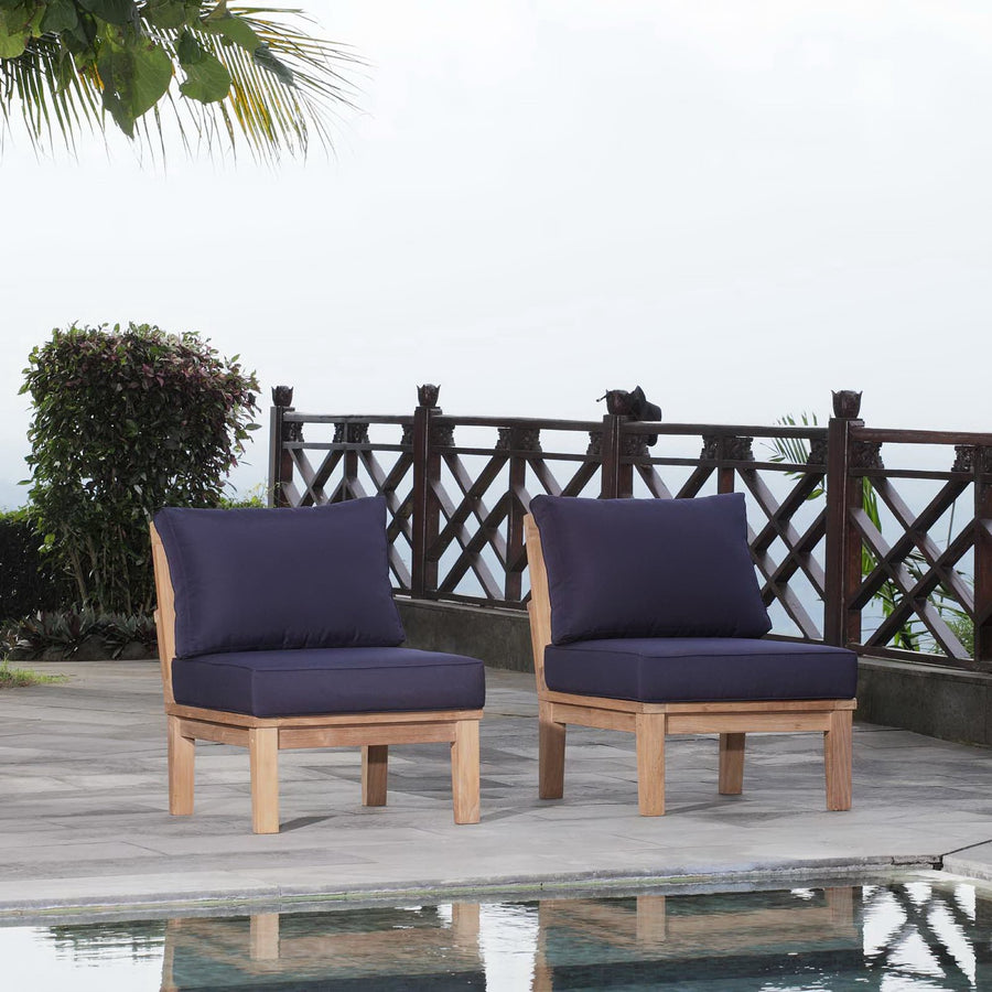 Cove 2 Piece Outdoor Patio Teak Set in Natural Navy