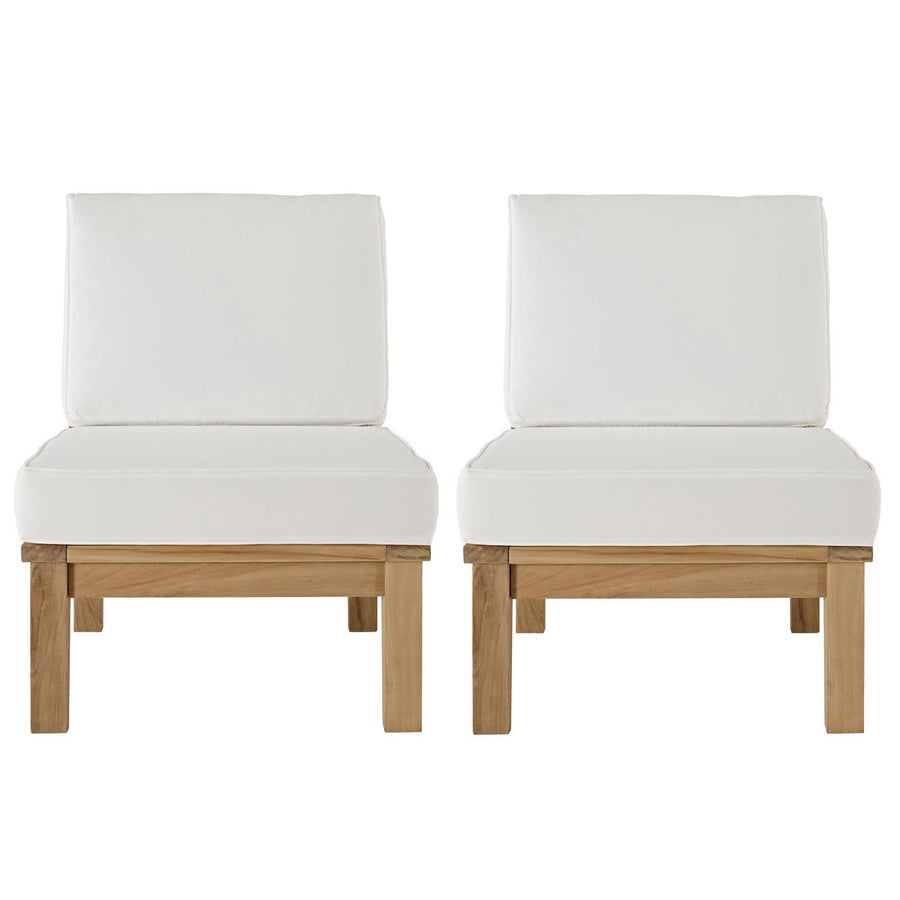 Cove 2 Piece Outdoor Patio Teak Set in Natural White