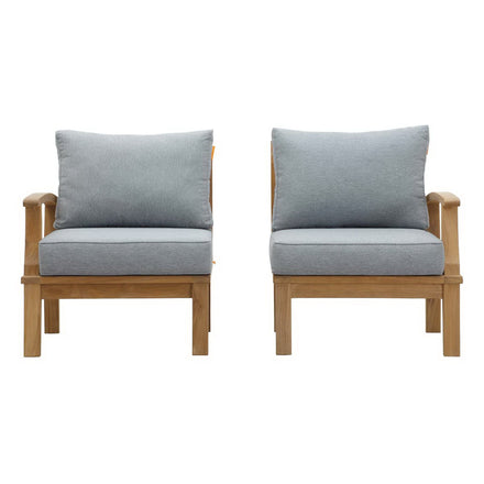 Marina 2 Piece Outdoor Patio Teak Set in Natural Gray