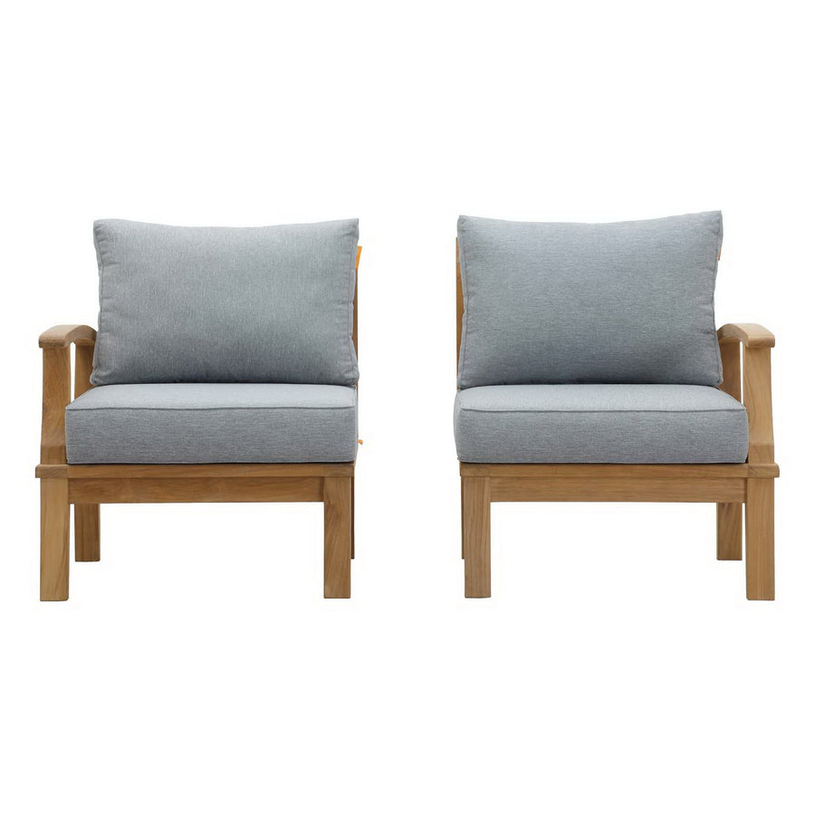 Cove 2 Piece Outdoor Patio Teak Set in Natural Gray