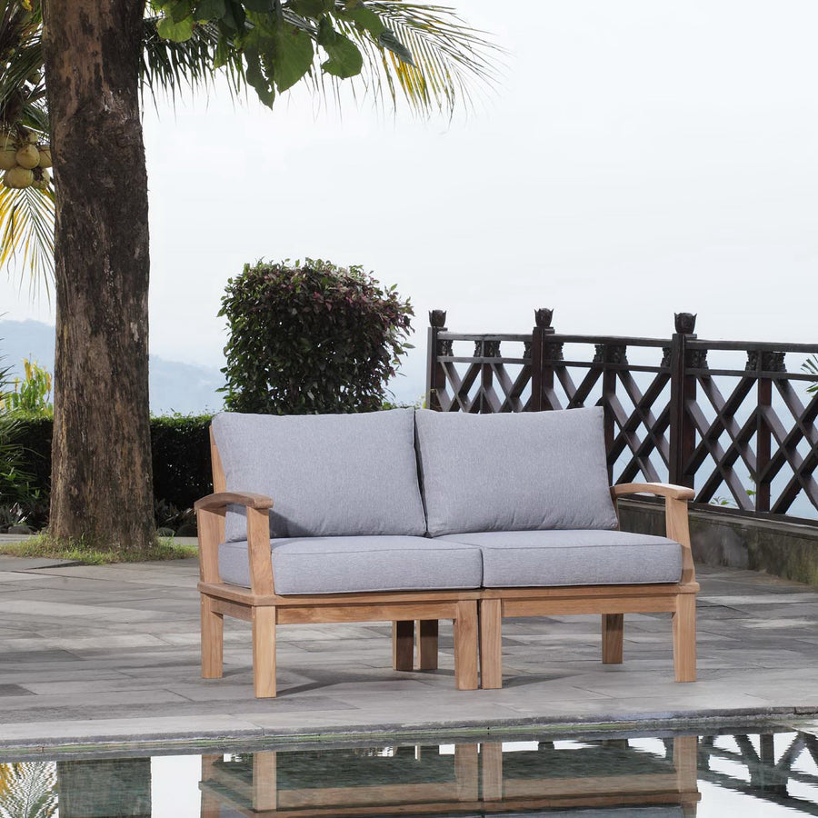Cove 2 Piece Outdoor Patio Teak Set in Natural Gray