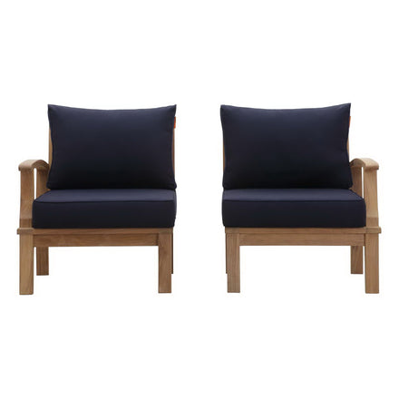 Marina 2 Piece Outdoor Patio Teak Set in Natural Navy