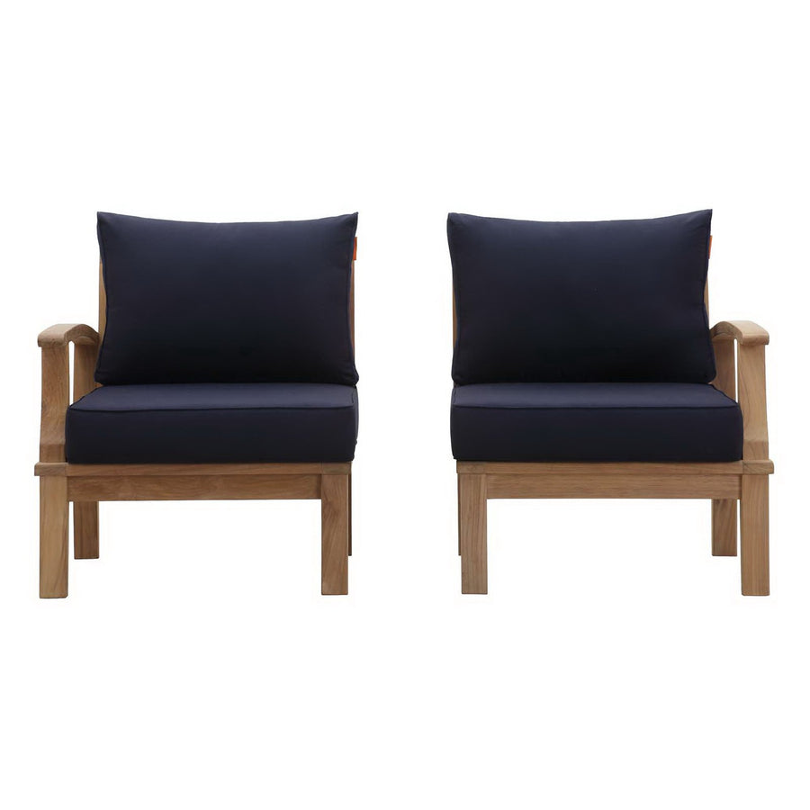 Cove 2 Piece Outdoor Patio Teak Set in Natural Navy
