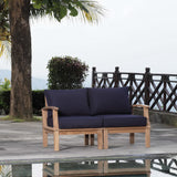 Cove 2 Piece Outdoor Patio Teak Set in Natural Navy