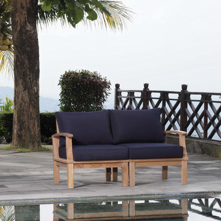 Marina 2 Piece Outdoor Patio Teak Set in Natural Navy