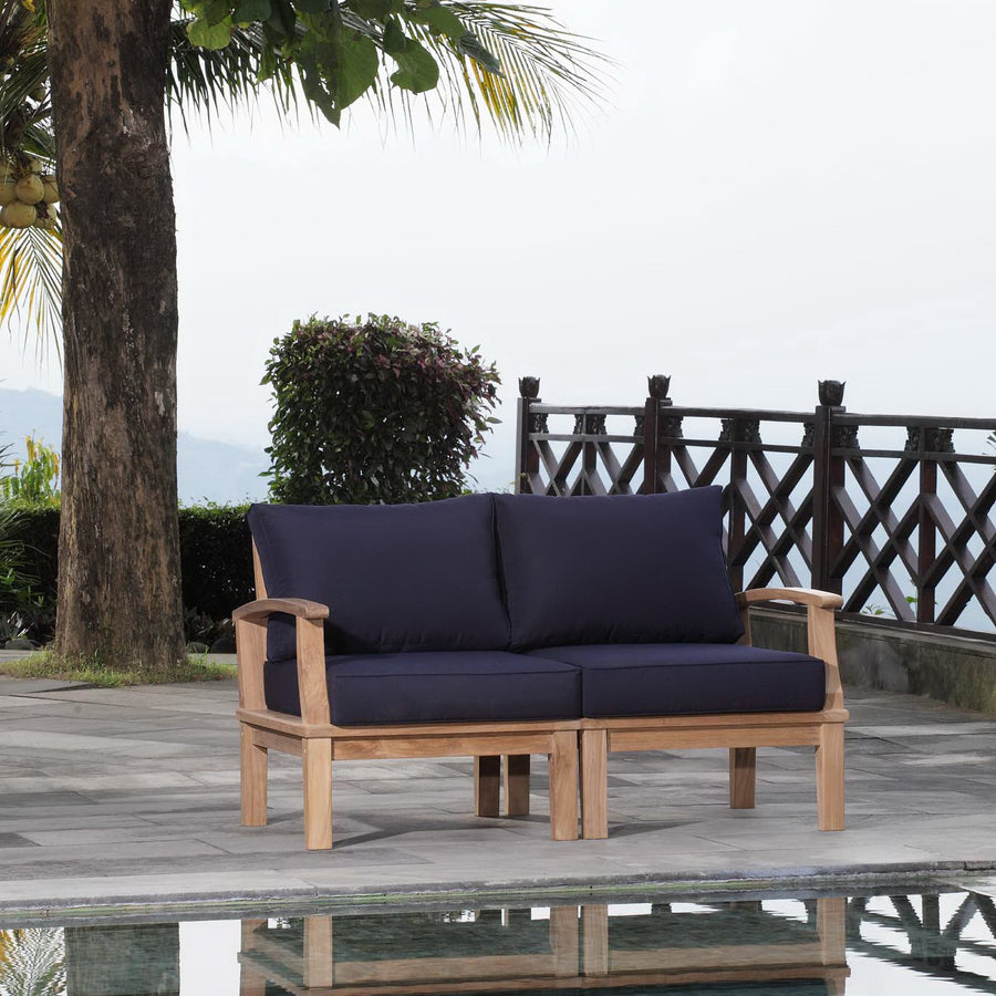 Cove 2 Piece Outdoor Patio Teak Set in Natural Navy