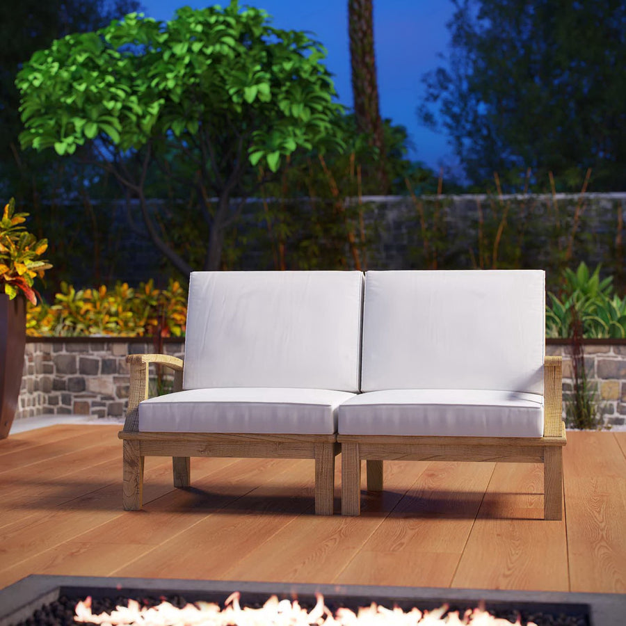 Cove 2 Piece Outdoor Patio Teak Set in Natural White