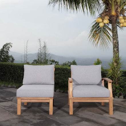 Marina 2 Piece Outdoor Patio Teak Set in Natural Gray