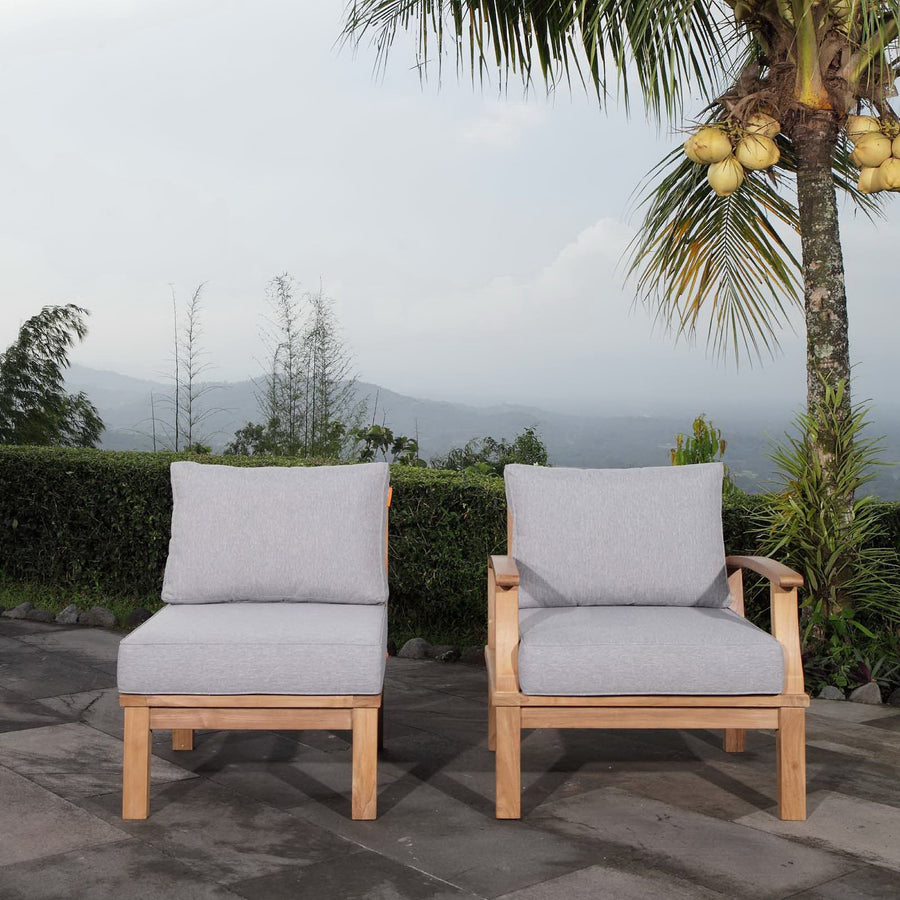 Cove 2 Piece Outdoor Patio Teak Set in Natural Gray