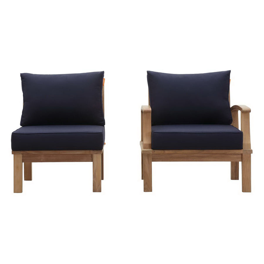 Cove 2 Piece Outdoor Patio Teak Set in Natural Navy
