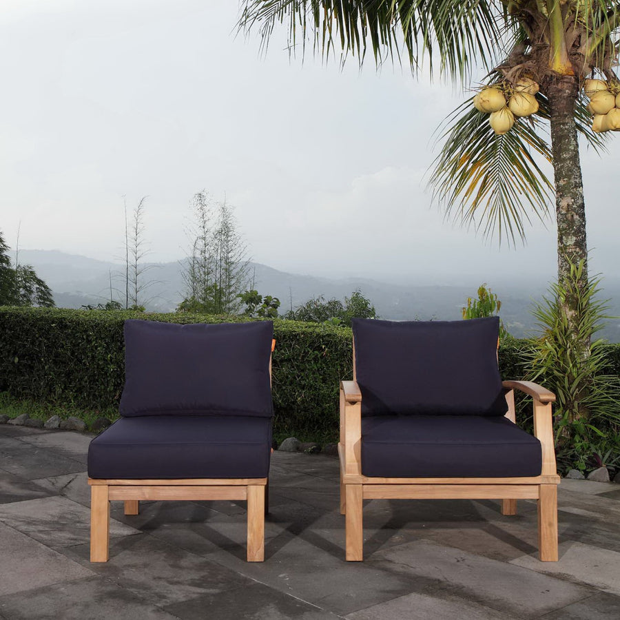 Cove 2 Piece Outdoor Patio Teak Set in Natural Navy