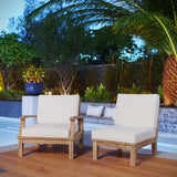 Cove 2 Piece Outdoor Patio Teak Set in Natural White