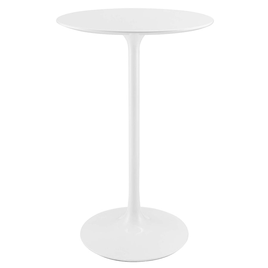 Lumen 28" Round Wood Bar Table in White