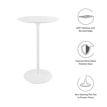 Lippa 28" Round Wood Bar Table in White