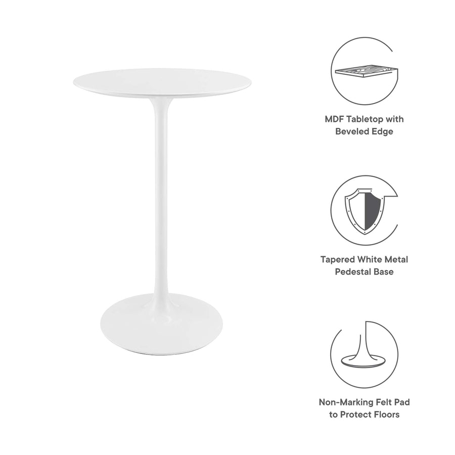 Lumen 28" Round Wood Bar Table in White