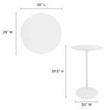 Lumen 28" Round Wood Bar Table in White