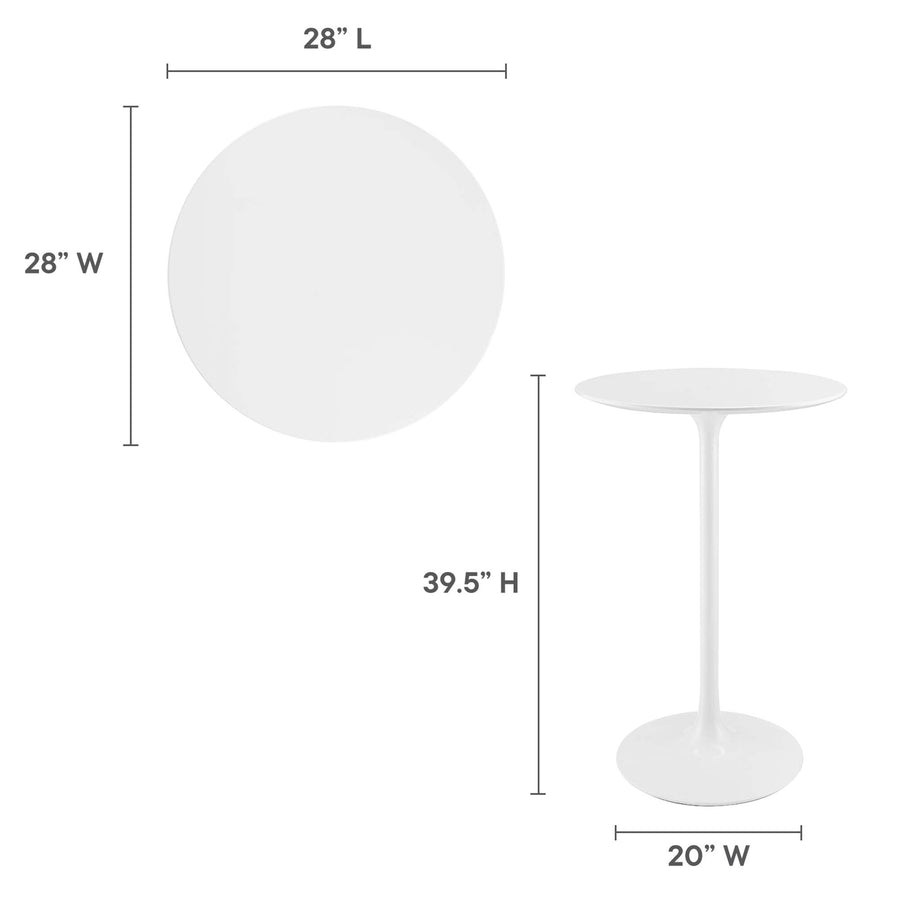 Lumen 28" Round Wood Bar Table in White