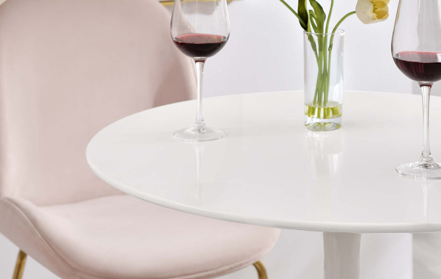 Lumen 28" Round Wood Bar Table in White