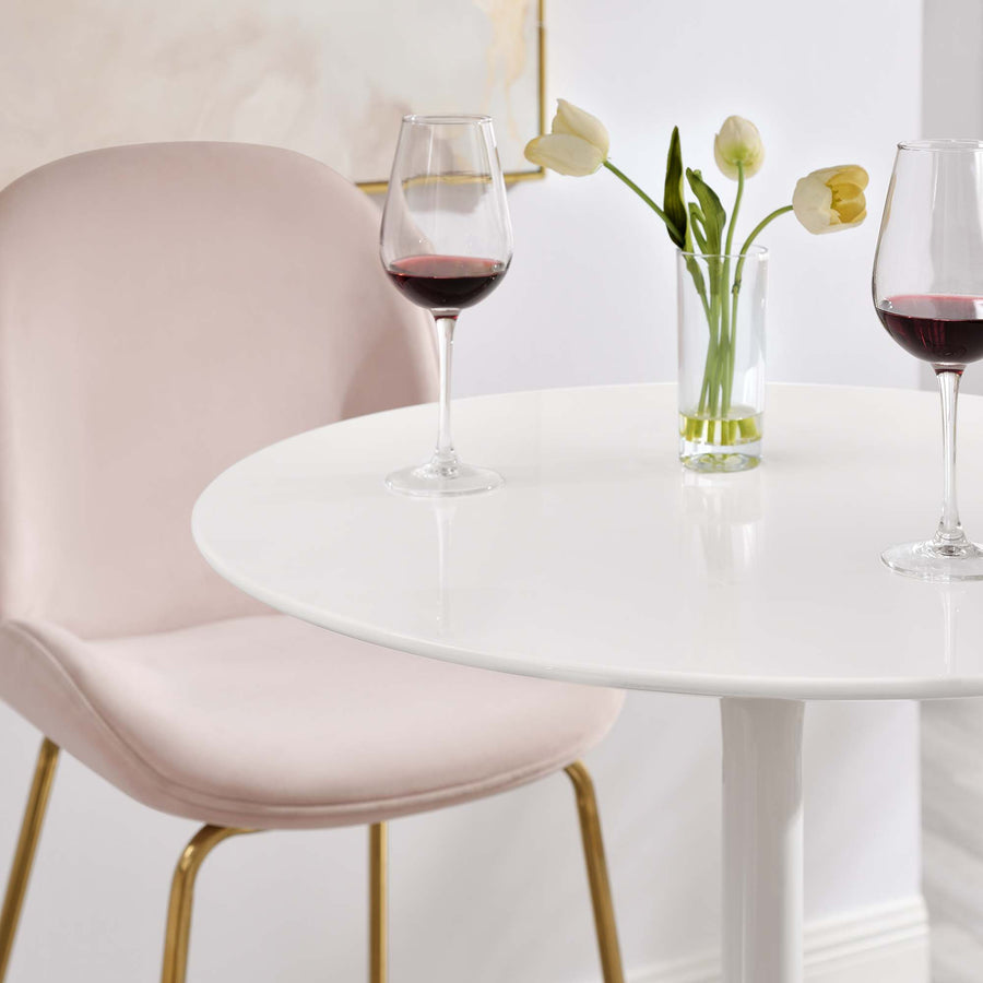 Lumen 28" Round Wood Bar Table in White
