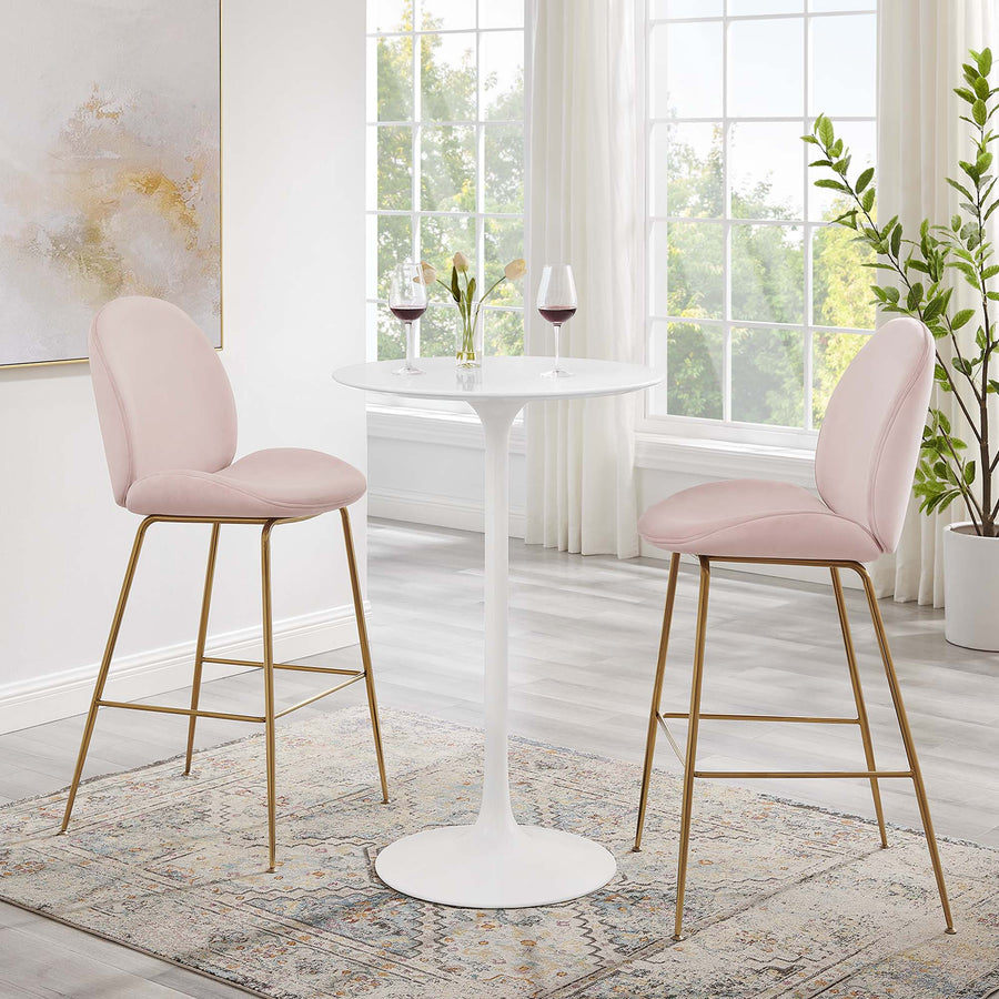 Lumen 28" Round Wood Bar Table in White