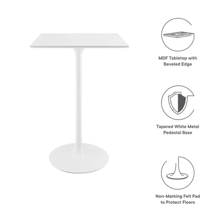 Lippa 28" Square Wood Bar Table in White