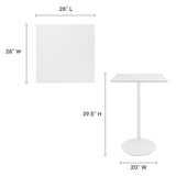 Lumen 28" Square Wood Bar Table in White
