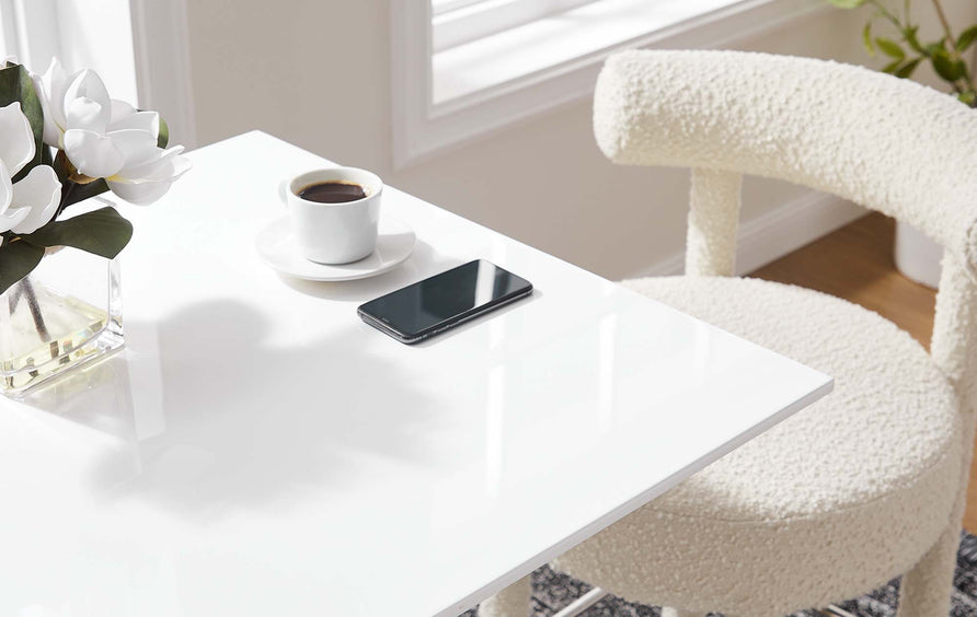 Lumen 28" Square Wood Bar Table in White