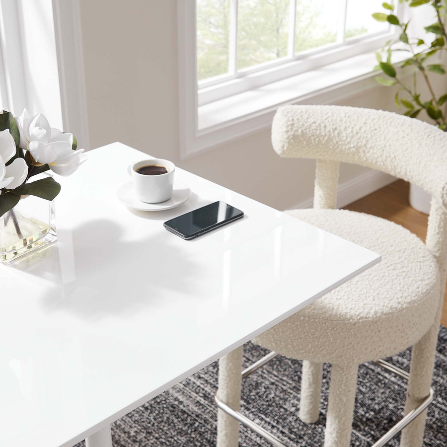 Lumen 28" Square Wood Bar Table in White