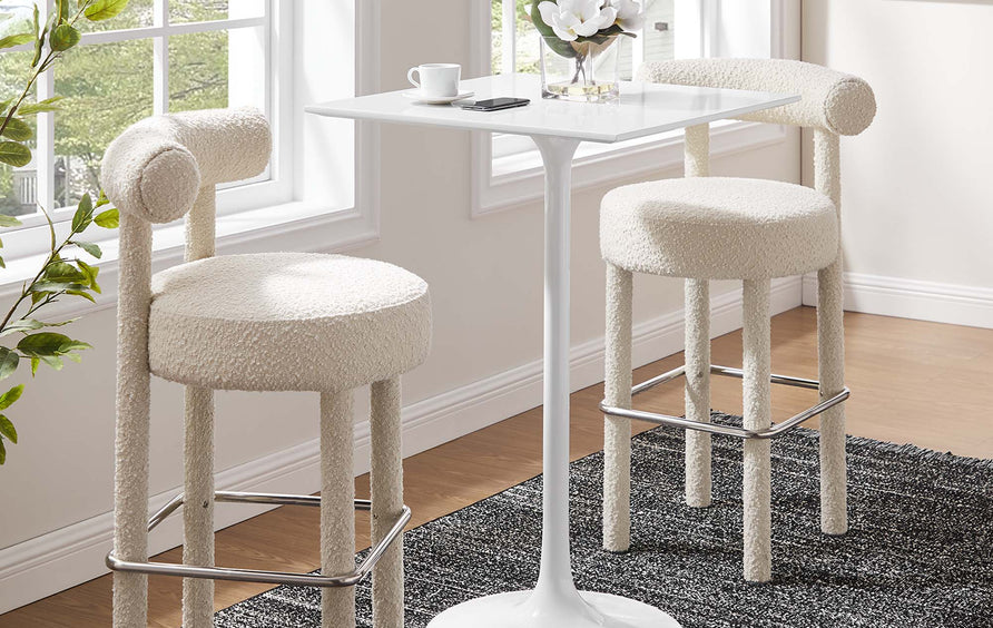 Lumen 28" Square Wood Bar Table in White