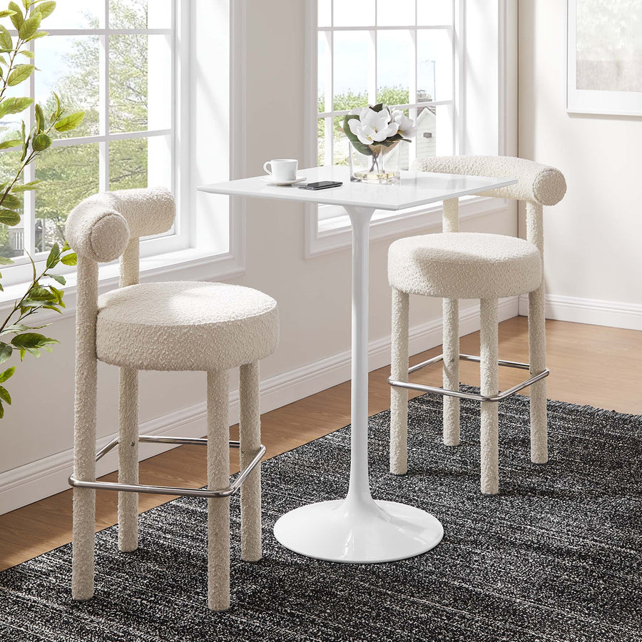 Lumen 28" Square Wood Bar Table in White