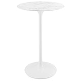 Lumen 28" Round Faux Marble Bar Table in White