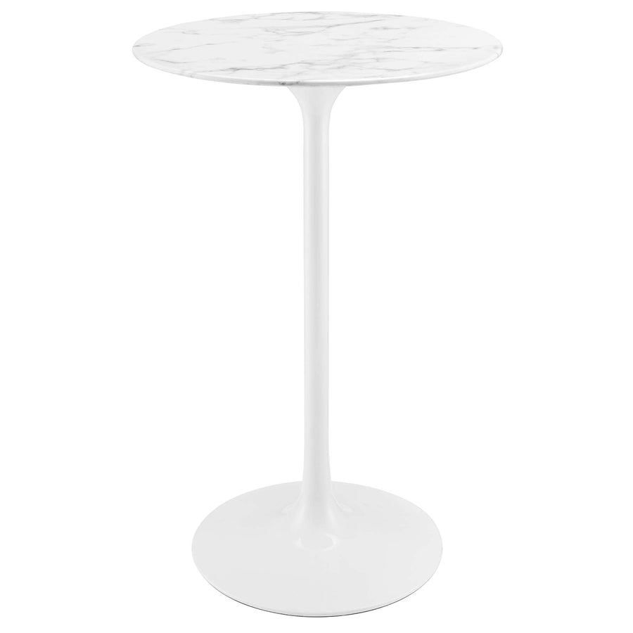 Lumen 28" Round Faux Marble Bar Table in White
