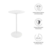 Lumen 28" Round Faux Marble Bar Table in White