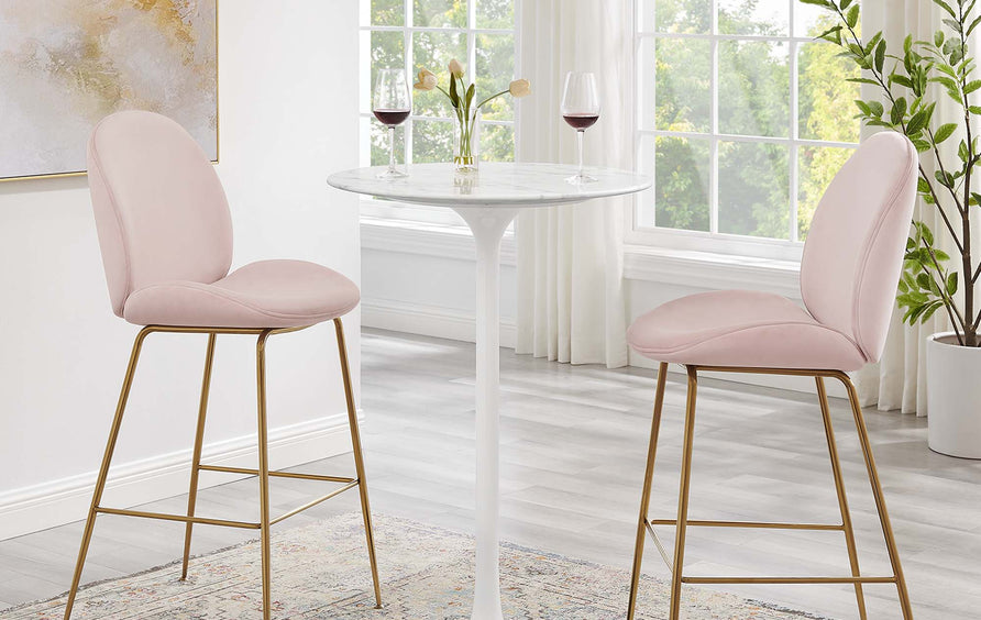 Lumen 28" Round Faux Marble Bar Table in White